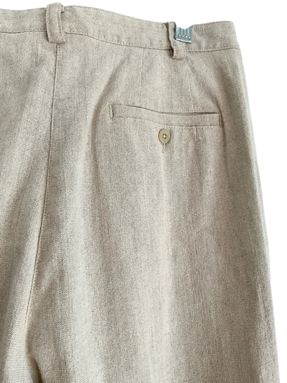 Liz Claiborne Linen Blend Wide Leg Pants Beige Neutral Summer Trousers Size 12